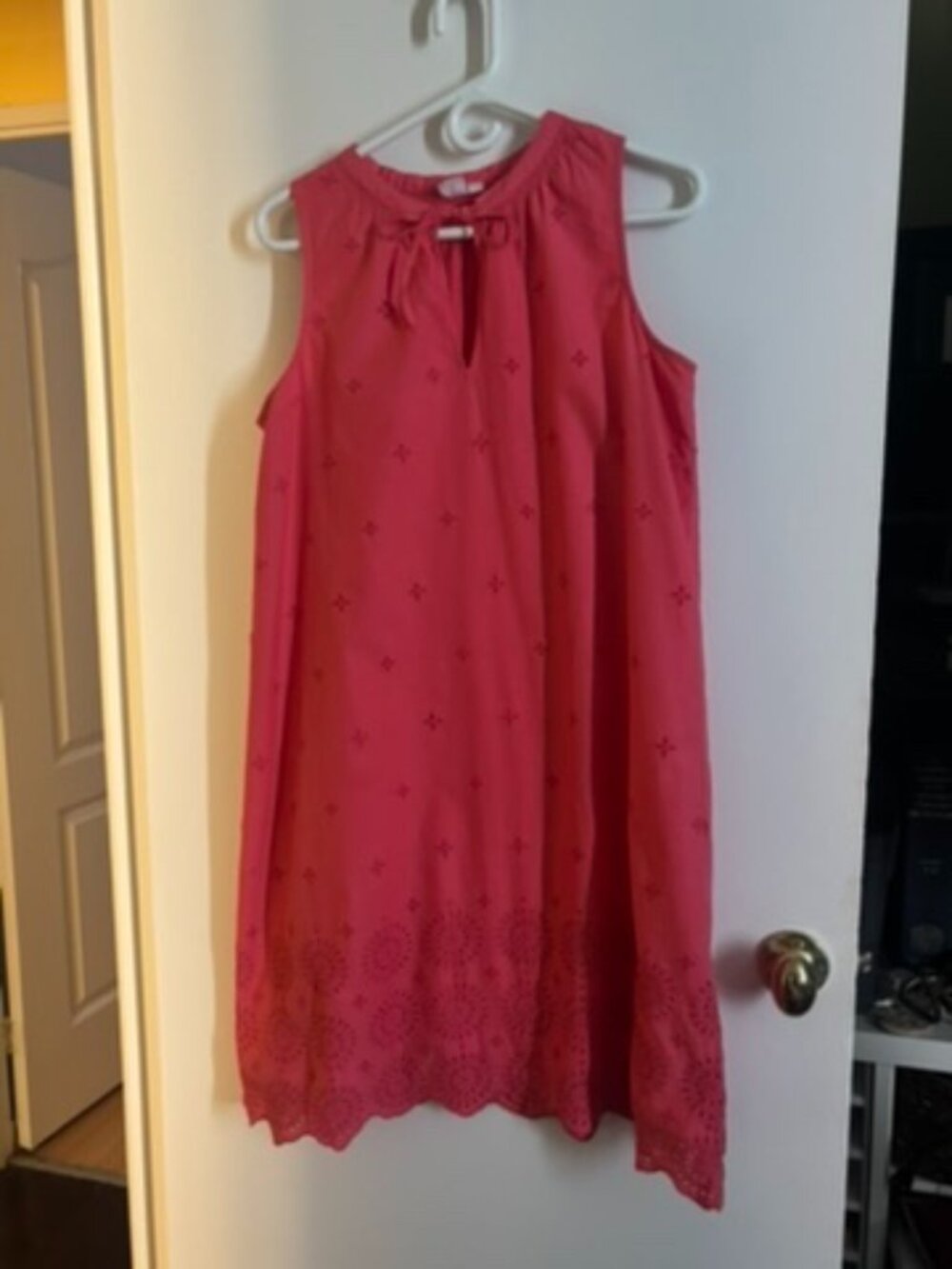 Coral cotton lined sheath dress